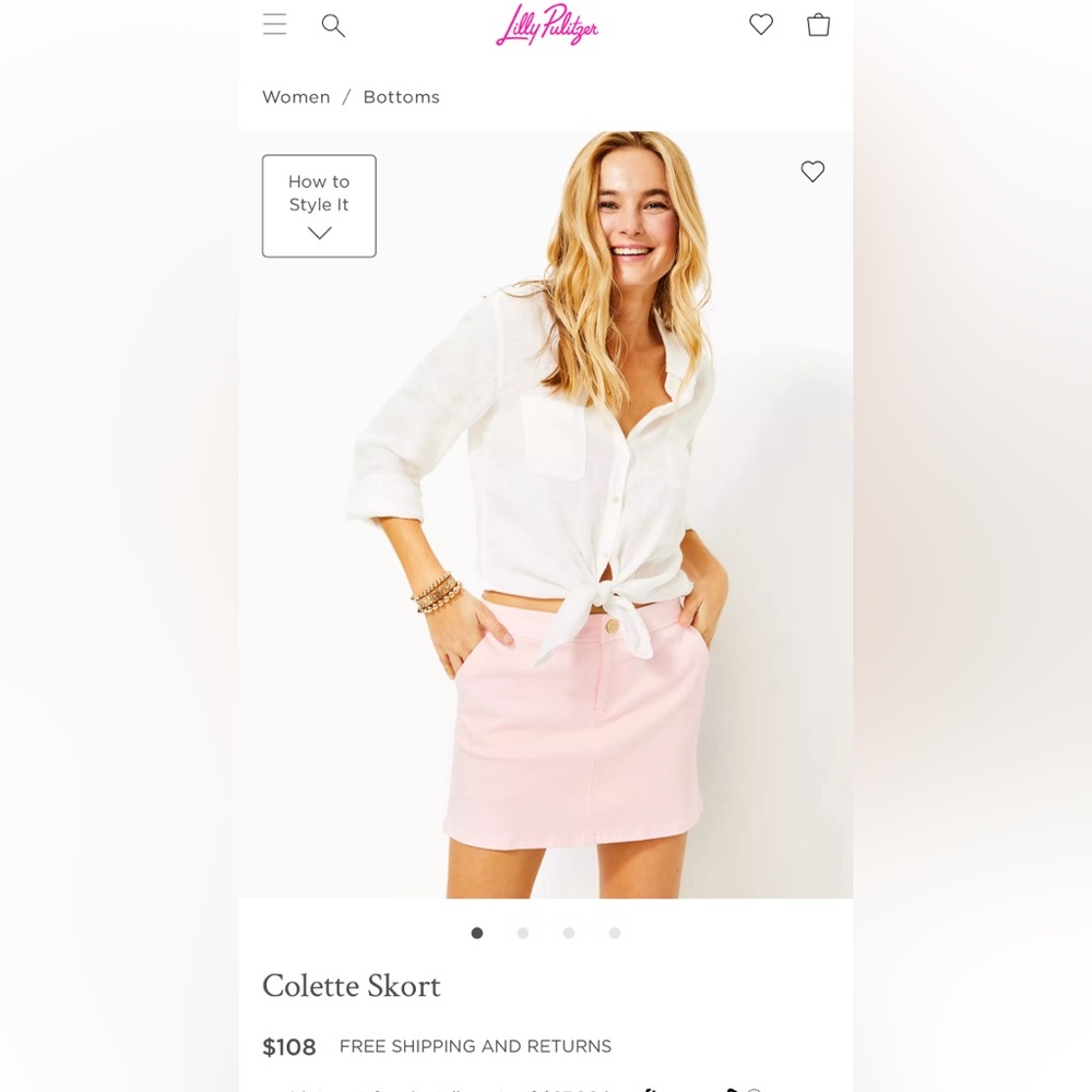 NWT misty pink Collette Skort.